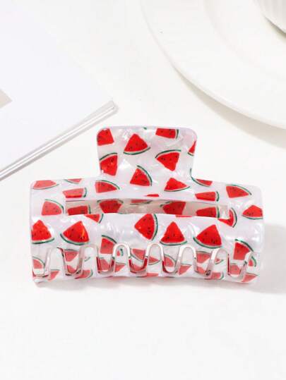 1 قطعة مشبك شعر بتصميم فاكهة البطيخ بطول 8 سم، أحمر لامع شديد الإضاءة، يعطي حجم شعر كبير، مشبك لتثبيت الذيل، مشبك شعر، مشبك فك الشعر، مشبك قبضة الشعر