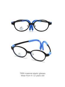 1pc Kids Oval-Shaped Eyeglasses, Cute School Style With Flexible Temples, Comfortable Wear For Boys & Girls - Blue Light Blocking Glasses - View 10