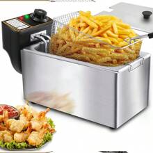 Freidora De Aceite Eléctrica Automática Acero Inoxidable 6L - Gris - Ver 2
