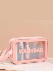 1 件 PU 皮革化妆包，旅行收纳洗漱包，女士浴室收纳化妆包，大容量，多功能手提包