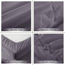 Luxurious And Breathable Bedding Set, Consisting Of 1 Flat Sheet, 1 Soft Bed Sheet And 1/2 Pillowcases - Ultra-Soft Cotton That Is Wrinkle-Resistant, Hypoallergenic And Easy To Care For. - Màu xám đen - Xem 5