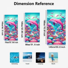 1 件海龟海洋动物印花沙滩巾，速干吸水柔软超细纤维沙滩毯，旅行野餐户外度假游泳露营海滩必备