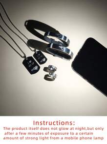 ATLVXJL 6 件/套发光心形“我永远爱我的男朋友/女朋友”字母不锈钢情侣项链、手链、戒指首饰套装、情人节礼物、日常佩戴、妈妈、母亲、母亲节、礼物 - 彩色 - 查看 8