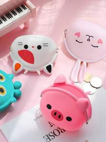 1pc Cat, Frog, Puppy Animal Shaped Coin Storage Bag,Coin Wallet, Key Storage Bag, Canvas Wallet, Cute Coin Wallet, Change Cash Bag, Data Cable, Headphone Storage Bag, Reusable Small Item Storage Bag, Suitable For Vacation, Beach, And Daily Life. It Is The Best Gift For Mothers, Teachers, And Friends, A Portable Small Wallet - Multicolor - View 5