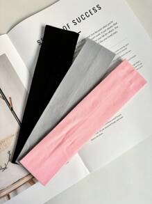 4pcs 3pcs Simple Yoga Headband Pack Casual Gym Daily Use Sweat Absorbent Running Headband Fitness Elastic Fabric Sweatband Headband Hair Band Sweat-Absortion - Multicolor - View 2