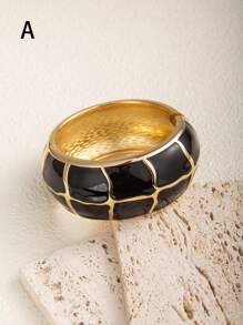 1 chiếc vòng tay nhỏ giọt dầu hình học cổ điển màu đen, đa năng cho hàng ngày, tụ tập, kỳ nghỉ - màu đen - Xem 2