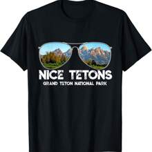 Punny Nice Tetons Teton Mountain T-Shirt - Black - View 1