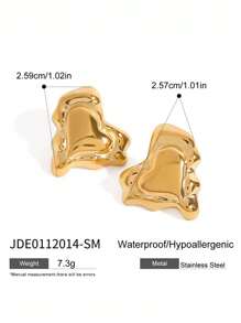 Uworld 1 paire de boucles d'oreilles en acier inoxydable en forme de cœur pour femmes, design en métal liquide plaqué or 18 carats. Bijoux féminins personnalisés et , convenant pour le port quotidien, les vacances, les fêtes, etc.