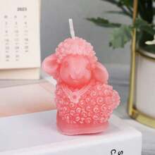1pc Rose Sheep Scented Candle, Handmade Home Decor Accessory
