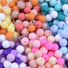 40 peças/Conjunto Contas de Silicone Macias para Fabricação de Chaveiros, Conjunto de 8 Cores, Contas de Silicone de 12mm a Granel, Contas Redondas de Silicone, Contas Distanciadoras Soltas para Chaveiros, Joias, Acessórios de DIY e Artesanato