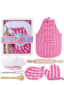1 件儿童烹饪和烘焙套装，女孩男孩礼物厨师服装套装，儿童围裙套装幼儿厨师帽围裙装扮厨师服装，万圣节圣诞礼物，女孩生日礼物，圣诞礼物，模拟厨房玩具，非常适合冬季、新年 - 彩色 - 查看 8