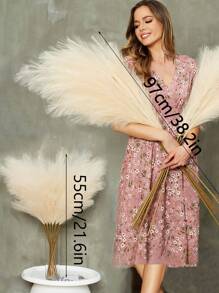 100根人造香蒲草，55厘米/97厘米，香蒲草，落地花瓶填充物，波西米亚农舍家居装饰，婚礼派对装饰，情人节，毕业礼物，秋季装饰（97厘米适用于落地花瓶，55厘米适用于桌面花瓶） - 象牙白 - 查看 2