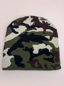 1pc Women's Streetwear Camouflage Color Knitted Beanie Hat, Casual Style - Army Green - View 13