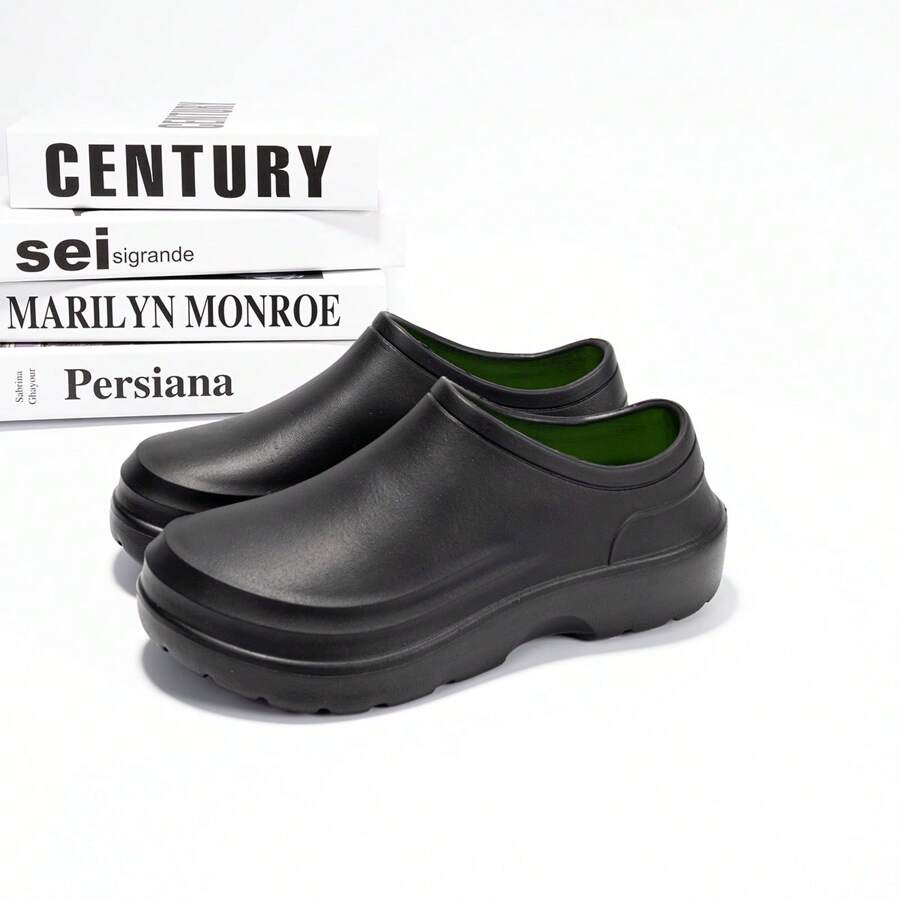 Waterproof, Anti-Slip, Oil-Resistant, Non-Slip, Thick Sole, Slip-On Rain Boots For Men, Practical , Suitable For Kitchen Staff, Chefs And Those Who Stand For Long Hours, Wear In All Seasons, Black Work Shoes - Black - View 1