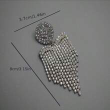 1 Piece Tassel Artificial Rhinestone Pendant Earrings, Luxury Rhinestone Chain Tassel Earrings, Stylish And Elegant Long Earrings, Suitable For Women's Daily Wear, Parties, Gifts And Festive Occasions New Coming Jewelry Collection