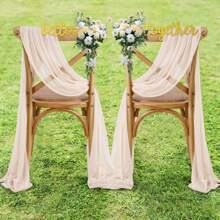 16 件/套涤纶雪纺椅子饰带，20*275 厘米/7.8*108 英寸，透明面料，适用于婚礼、圣诞节、情人节、派对、典礼、酒店、周年纪念、生日、婴儿洗礼、野餐 - 香檳色 - 查看 4