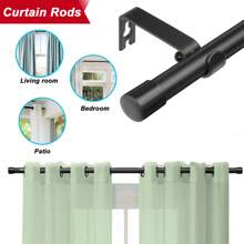 1 Pieza - Barra de cortina/barra de ducha negra con soportes de instalación fácil, longitud ajustable, barra de metal de 0.63 pulgadas de diámetro, perfecta para la decoración moderna del baño, adecuada para cortinas y persianas ligeras en el baño, sala de estar, dormitorio, cocina y talla grande accesorios de baño de decoración de otoño Regreso a la escuela
