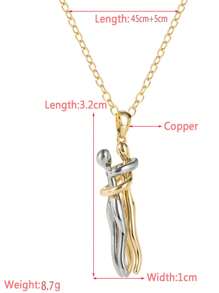 1pc Fashion New Creative Couple Hug Pendant, Copper Plated 18K Gold Jewelry Combination Can Be Detachable Personalized Hug Pendant Necklace, Suitable For Daily Casual Wear, Holiday Gifts