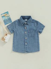 Young Boys Denim Tops - Blue - View 4