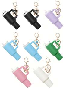 Juego de 1/2/3/5/8 piezas de llavero con mini vaso, lindos encantos con vaso para mujer para bolso, mochila, botella de agua mini - Estilo callejero, multicolor, accesorios del llavero, encantos para bolsos, vasos, 5/3/2/1 llaveros, accesorios para bolsos, encantos para bolsos de mano, caja de almacenamiento de lápiz labial, accesorios para bolsos, llavero de mini vaso, llavero de mini vaso para llavero o bálsamo labial, llavero lindo de vaso