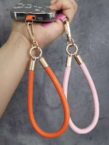 1pc Short Leather Lanyard Strap, Luxurious Embossed Leather Wristlet Keychain Holder, High-End Minimalist Leather Cord, Anti-Lost Lanyard, Name Card Holder Accessory - Multicolor - View 4