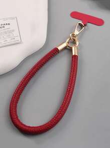 1pc Short Leather Lanyard Strap, Luxurious Embossed Leather Wristlet Keychain Holder, High-End Minimalist Leather Cord, Anti-Lost Lanyard, Name Card Holder Accessory - Multicolor - View 3