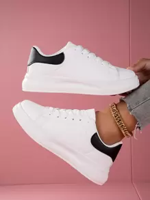 Women's Thick Sole Pure White Breathable Casual Fashionable Sneakers, Comfortable Soft Bottom Non-Slip Wear-Resistant Travel Shoes, Unisex