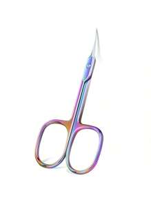 Professional Beauty Scissors, Suitable For Eyebrows, Eyelashes, Dry Skin, Titanium Color Cuticle Scissors, Curved Blades, Multifunctional Stainless Steel Small Scissors - Multicolor - View 2