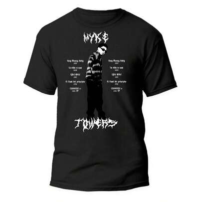 PLAYERA NEGRA, ESTAMPADO DE M. TOWERS 100% ALGODON