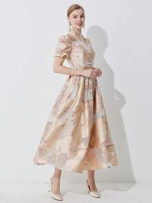 Elegant Party Dress With Jacquard Organza Fabric, Long Dress, Wedding Guest Dress, Prom Dress