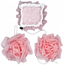 2-en-1 Pochette de savon de bain et boule de douche, Fleur de bain, Éponges de douche moelleuses multicolores, Maintient le savon de barre - Boule de douche exfoliante en maille pour le gel douche et une peau lisse. Décoration de salle de bain à la maison, décoration d'automne, retour à l'école