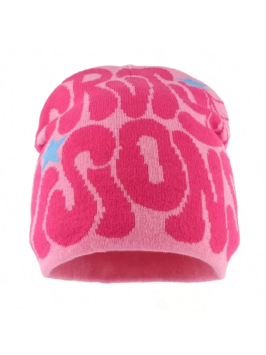 Fashion Streetwear Hip Hop Cap Autumn Winter Knitted Hats For Women Letters Embroidery Skullies Beanies - Pink - View 1