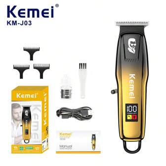 Kemei Tagliacapelli elettrico Kemei KM-J03, trimmer per capelli con display digitale, taglia capelli professionale da barbiere
