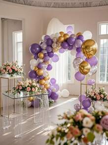 61/110pcs Purple Gold White Balloon Flower Balloon Latex Balloon Arch Set Suitable For Valentine's Day Bride Gift Giving,Golden Glitter Transparent Balloon,Engagement Wedding Party,Wedding Anniversary Decoration,Balloon Garland Kit,Wedding Balloons Set,Birthday Party Gifts Graduation Birthday Decorations Party Decorations Bachelorette Decor Graduation Decorations