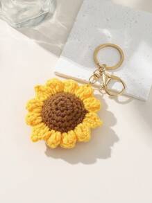 1pc Positive Energy Handmade Knitted Sunflower DIY Crochet Flower Keychain, Bag Pendant, Shoulder Bag Ornament, Crossbody Bag Decoration, Home Wall 3D Decoration, Suitable For Gifts, Wallets, School Bags, Backpacks And Shoulder Bags School Supplies Teacher Gifts Back To School Supplies Teacher Gifts, Birthday Gifts, Souvenirs, Holiday Gifts For Boys And Girls