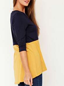 Black White Pink Mint Color Block 3/4 Sleeve Top Shirt Blouse | S-3X - 海軍條紋 - 查看 4