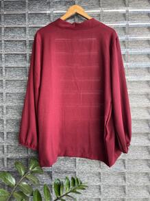 Women's Kimono Blouse Cardigan Kimono Dune Beach Cover-Up New Year Red And Yellow - 酒紅色 - 查看 2
