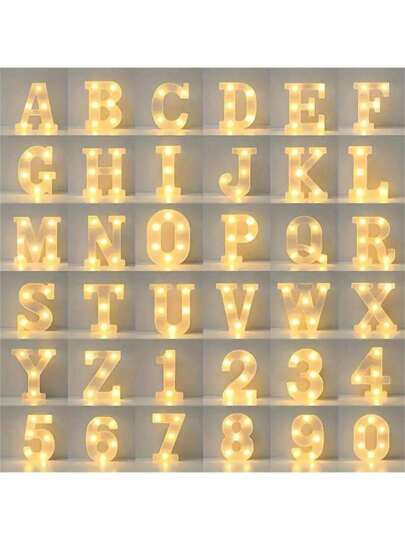 1 个 16 厘米 LED 发光字母灯，有 26 个字母和 10 个数字可供选择，适用于家庭、酒吧、婚礼、生日派对氛围装饰