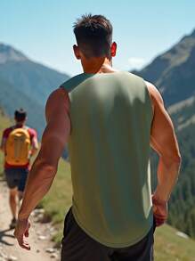 Hombres y jóvenes Suéter ligero y suave de tela de secado rápido Cuello de tripulación Modelo básico Casual Sencillo Camisetas de manga corta para escalada Tops de tirantes Sudaderas Ajuste clásico Chaleco Hombres Día de Acción de Gracias Primavera, verano y otoño Ropa deportiva para exteriores para hombres