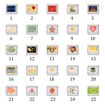 1 Pc Football, Heart & Butterfly Shaped Engraved Copper Alloy Plated Stainless Steel Charm DIY Jewelry Making Accessory, Unisex Italian Bracelet Assembling Component