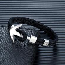 1pc Fashion Casual Double Strand Nautical Surfing Waterproof Rope Bracelet, Silver Anchor Design Men's Bracelet, Jewelry Gift For Boyfriend - Arrow Type - View 1
