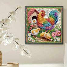 1 件 30*30 厘米/11.8*11.8 英寸无框 DIY 5D 不对称钻石画套件，自行设计公鸡图案，适用于墙面装饰、装饰品、初学者和成人礼物、感恩节礼物 - 彩色 - 查看 5