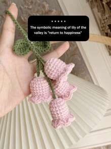 Accesorio de flor de lirio tejido a mano para colgar en el espejo retrovisor del coche, decoración interior automotriz, regalo para el Día de San Valentín, Navidad y Año Nuevo (longitud de la flor ajustable) - Multicolor - Ver 9