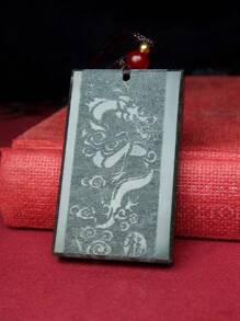 1pc Genuine Natural Hetian Jade Shallow Carving Tiger Pendant, Talisman Pendant For Protection, Amulet, Necklace Jewelry, Vintage Fashion Gift For Boyfriend & Girlfriend, Double-Sided Carved