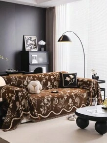 1 Copriforno in chenille moderno e elegante, copricuscino per divano stile leggero e minimalista, antiscivolo, antipolvere, antigraffio, protegge e decora il divano per soggiorno, camera da letto, ufficio, studio - Caffè Marrone - Visualizzare 3