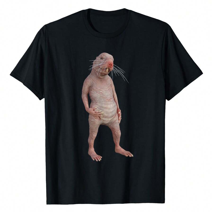 Live Weird Funny Naked Mole Rat Strange Animal T-Shirt Unique T-Shirt For Women - 黑色 - 查看 1