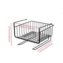 1pc Iron Art Cabinet Storage Hanging Basket, Tabletop Partition Shelf For Clutter Organization, No-Drill