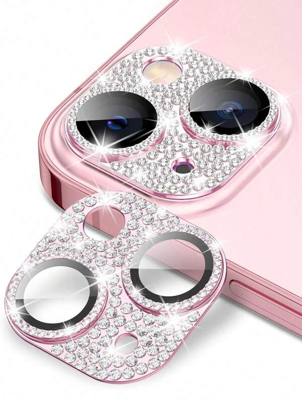 Luxury Full-Coverage Tempered Glass Camera Lens Protector, Anti-Scratch, Anti-Fall Compatible With Apple 16, 15, 14 Pro Max, 14 Plus, 13, 12, 11 Pro Max Gift For Birthday, Family, Friends Sparkling Crystal, Lens Protector, Phone Accessories