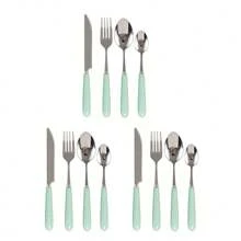 Juego de cubiertos de acero inoxidable de 2/4/12/24 piezas con mango de cerámica - Cuchillo para bistec, cuchara sopera, cuchara de postre y tenedor - Cubiertos creativos, utensilios y accesorios de cocina que incluyen cuchillo, tenedor, cuchara - Perfecto para comidas diarias, fiestas y reuniones festivas - Multicolor - Ver 24