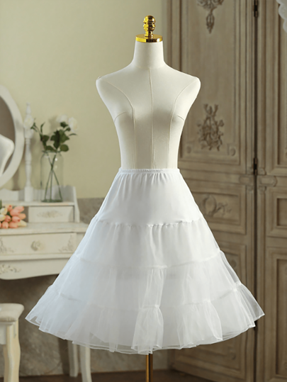 1pc Plain Color 60cm Casual Lolita Petticoat, Everyday Boneless Organza Petticoat, Voluminous Lolita Skirt Underskirt, Cosplay Slip Fall Clothes For Women
